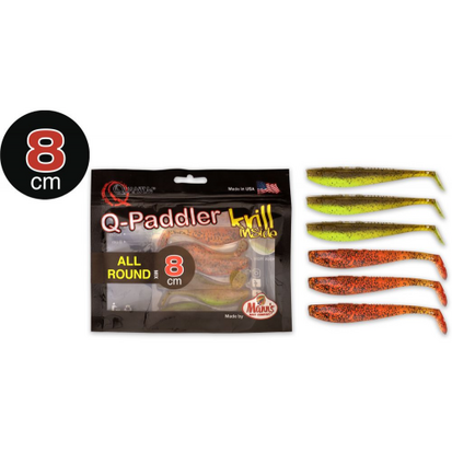 Q-Paddler Power Packs 8cm, 3 x pumpkinseed chartr + 3 x original appleseed krill goudvoorn