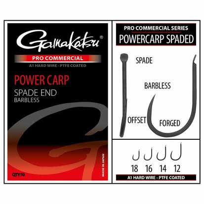 Gamakatsu Pro-C Powercarp Spade End Barbless (maat 18) goudvoorn