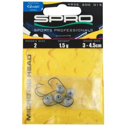 Spro Micro Jig head Jig (1.5gr haakmaat 2 kunstaas 3-4.5 cm) goudvoorn