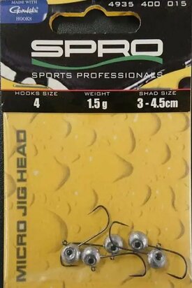 Spro Micro head Jig (1.5gr haakmaat 4 kunstaas 3-4.5 cm) goudvoorn