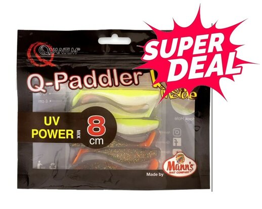 Q-Paddler UV Power Packs (8cm) 3x Magic Motoroil & 3x Citrus Shad goudvoorn