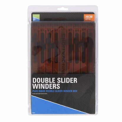 Preston Double Slider Winders Plus Box 26cm bruin goudvoorn