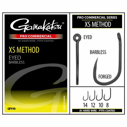 Gamakatsu XS Method Eyed Barbless (maat 8) goudvoorn