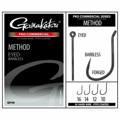 Gamakatsu Method Eyed Barbless (maat 16) goudvoorn