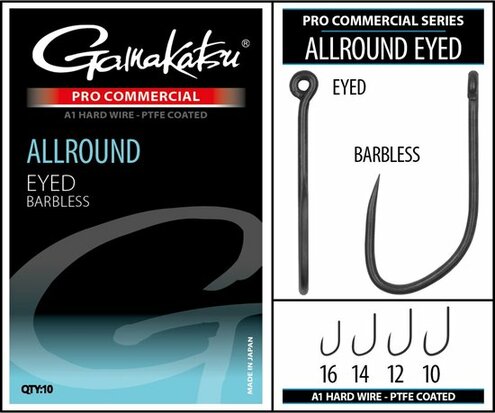 Gamakatsu Allround Eyed Barbless (maat 10) goudvoorn