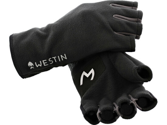 Westin Fishing halve vingers handschoenen Fleece Large Black goudvoorn