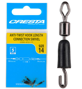 Cresta Anti-Twist Hook Length Connection Swivel goudvoorn