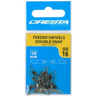 Cresta Feeder Swivels Double Snap maat 16 goudvoorn