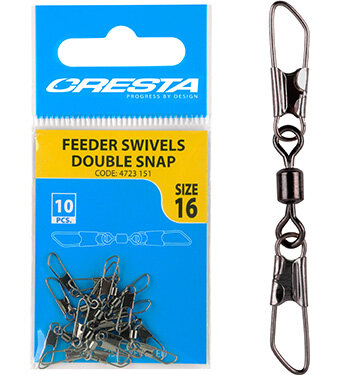 Cresta Feeder Swivels Double Snap maat 16 goudvoorn