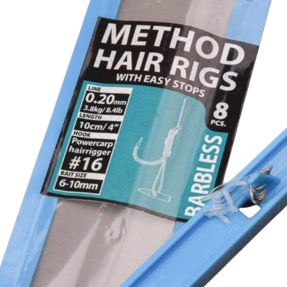 Cresta Method Hair Rig Easy Stops Barbless Haak 16 (10cm 0.20mm 3.8kg) goudvoorn