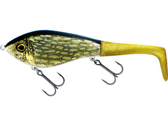 Westin Swim Tail 12cm 68gr Sinking Real Pike 1 body 2 tails goudvoorn